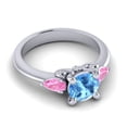 thumbnail image 3 of 2.50 Carat Shiny Round Cut Blue Topaz & Pink Sapphire Gemstone Three Stone Anniversary Ring for her Solid 14K White Gold Size 4 by Diamond-Capitals, 3 of 8