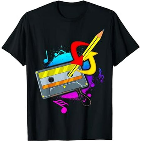 Cassette Tape Retro Music 90s Pencil Rewind T-Shirt