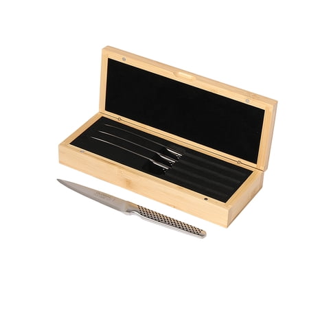 Global 4-Piece Steak Knife Set with Bamboo Box