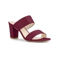 thumbnail image 1 of BLISSFUL STEP Women's Open Toe Chunky High Heel Slide Sandals Burgundy 8, 1 of 6
