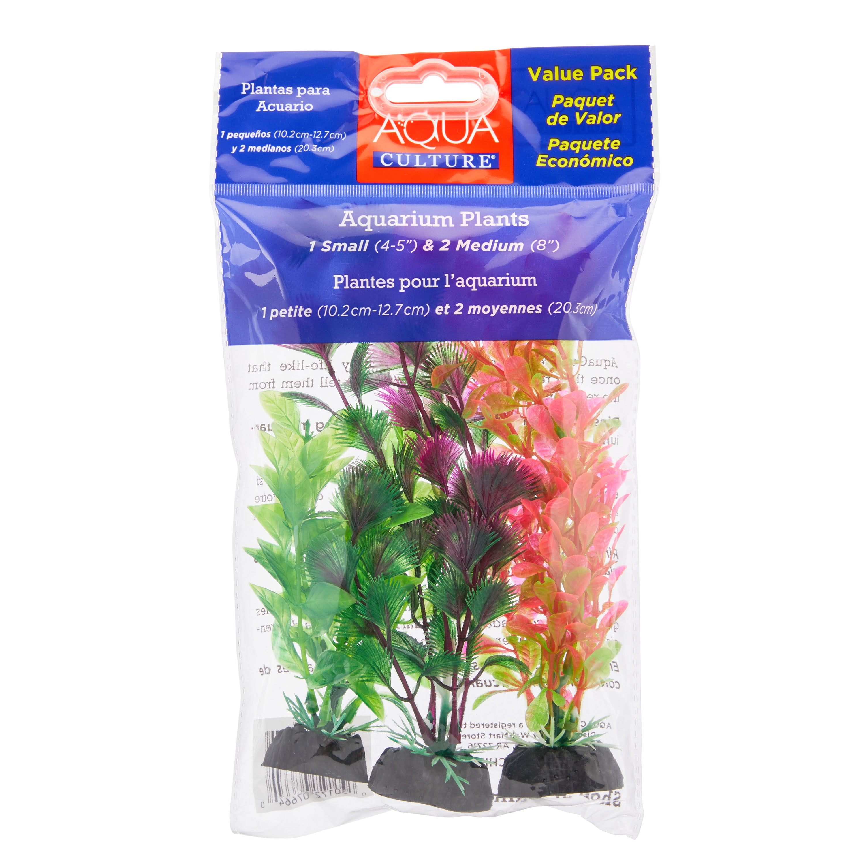 (3 pack) Aqua Culture Aquarium Plants, 3 Count Multicolor