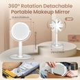 thumbnail image 6 of Ouwald Makeup Mirror with Lights, 8 Inch Lighted Makeup Mirror with 10X Magnification, Rechargeable 3 Colors LED Light Brightness Adjustable Vanity Mirror, 360°Rotation Double Sided Make up Mirror, 6 of 9