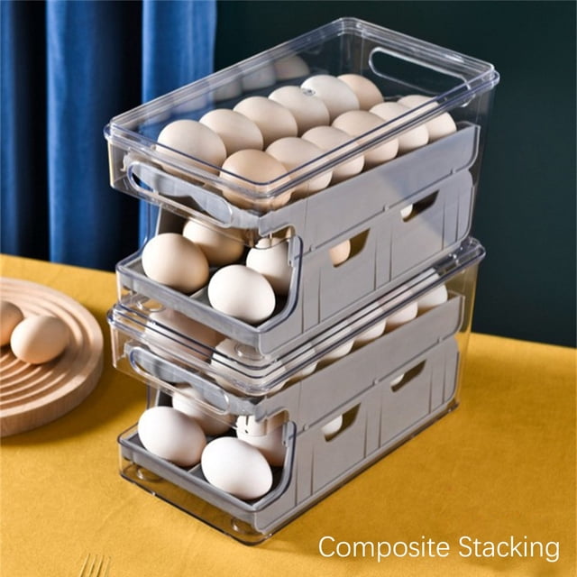 Organizador enrollable para refrigerador, 24 unidades, bandeja para refrigerador, caja de almacenamiento con tapa para alimentos y bebidas.