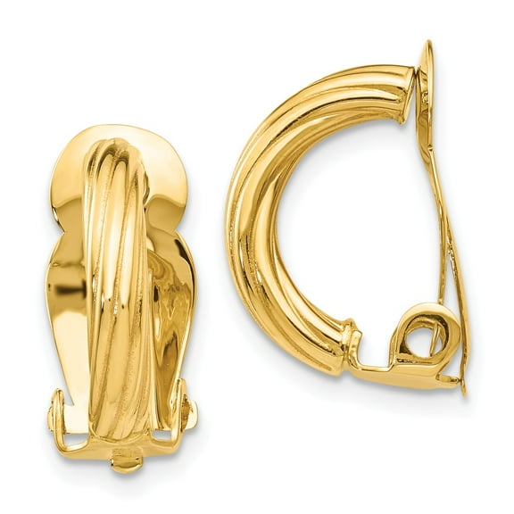 Real 14kt Yellow Gold Non-Pierced Earrings; for Adults and Teens; for Women and Men