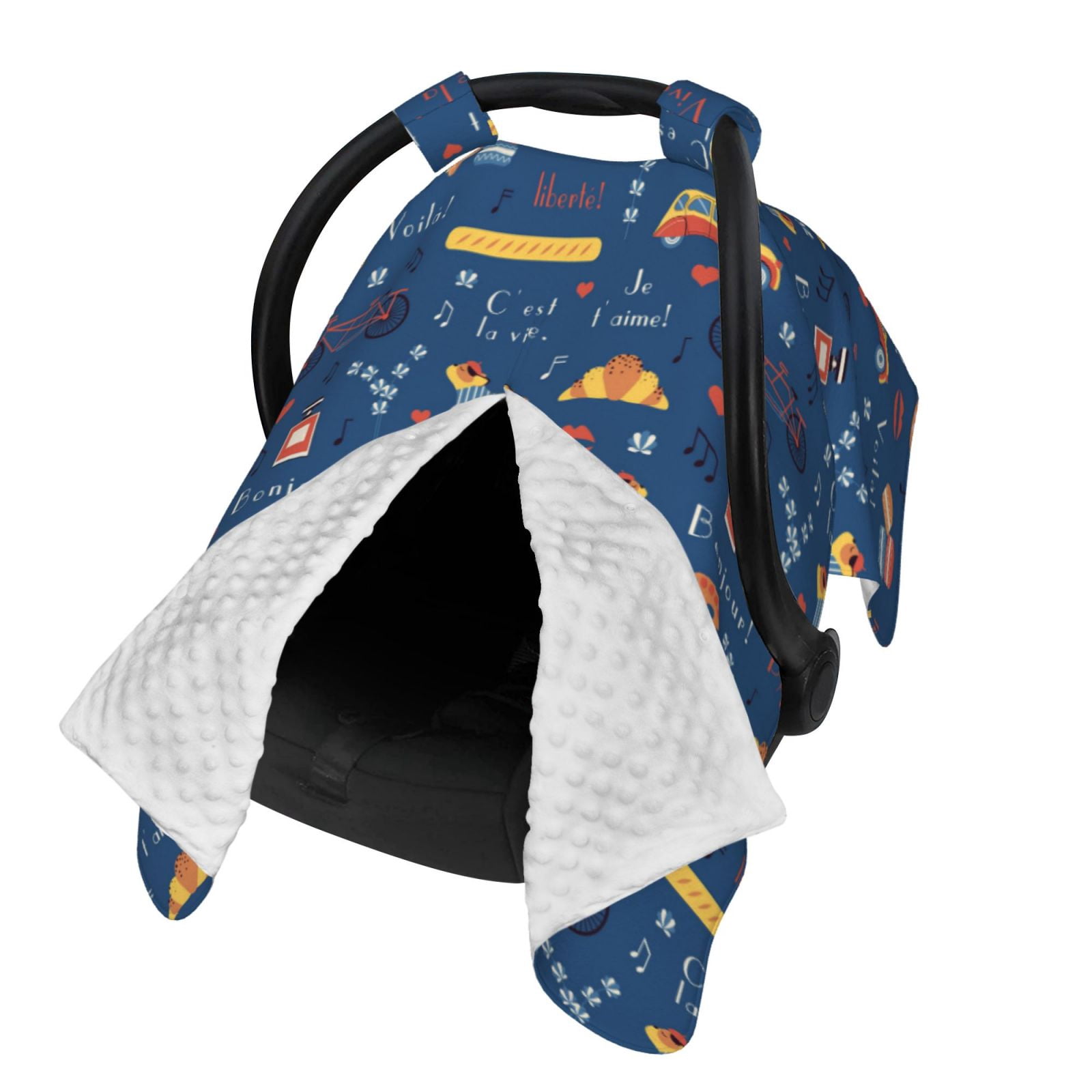 Naloa French Bulldog Dog In Beret Baby Car Seat Cover, Breathable Baby Carrier Cover, Multiuse Baby Carrier Cover & Nursing Breastfeeding Cover