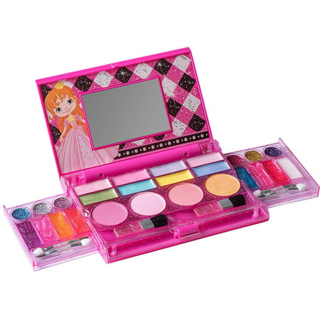 PlaykizPlaykidz: My First Princess Makeup Chest, Girl's All-In-One Deluxe Cosmetic and Real Makeup Palette with Mirror (Washabl