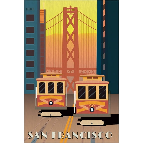 EzPosterPrints - Retro World Famous City Posters - Decorative, Vintage, Retro, Grunge Travel Poster Printing - Wall Art Print for Home Office - SAN FRANCISCO-3, CALIFORNIA - 12X18 inches