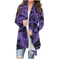 thumbnail image 3 of Kilaqueen Lightweight Cardigans for Women Trendy Open Front Halloween Cardigan Loose Long Sleeve Medium Length Coat Bat Pumpkin Graphic Fall Tunic Shirt, 3 of 7