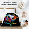 thumbnail image 6 of Personalized Soccer Gifts for Boys, Custom Soccer Blanket Gift for Sport Lovers, Flannel Throw Blankets for Kids Girls Teens, Sports Decorations for Room Team Player (Colorful, 50x60 Inch), 6 of 6