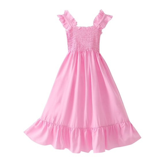 Gunia Summer Dresses For Girls Sleeveless Sun Boho Strap Tiered Maxi Cute Vacation Dresses Sundress For Holiday Beach Red Dress For Girls 8-17 Years