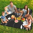 thumbnail image 7 of Black And White Ink Flower Picnic Blanket Waterproof Outdoor Beach Blanket Hand-held Pad Suitable for Travel, Camping, Beach, Family Gatherings, 7 of 7