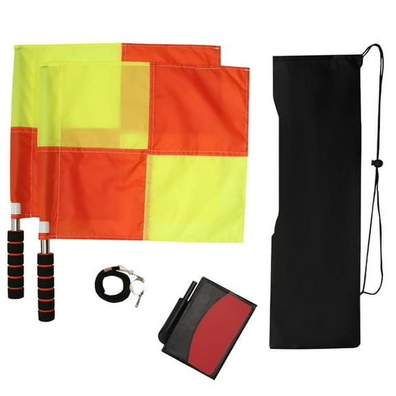 Clearance Now! Soccer Refer Kit 2 Pcs Chred Linesman Soccere Flags, Red Yellow Ref Cardsα D8U2