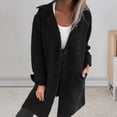 thumbnail image 4 of Autumn Winter Women Jacket Turn-down Collar Single-breasted Long Sleeves Loose Solid Color Woolen Coat Pockets Mid Length Commuting Dating Overcoat, 4 of 8