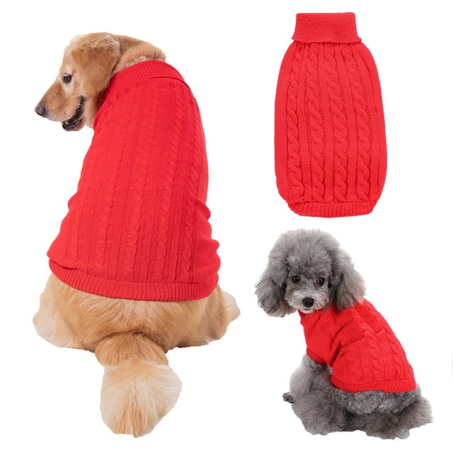 Xiao Hua Ropa para perros, suave, gruesa, cálida, suéter de invierno para cachorros, color rojo, talla L