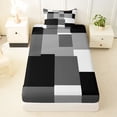 thumbnail image 3 of Homewish Minimalist Grid Twin Sheets,Mid Century Art Bedding,Black Gray,3-Piece,1 Fitted Sheet and 1 Pillowcase, 3 of 6