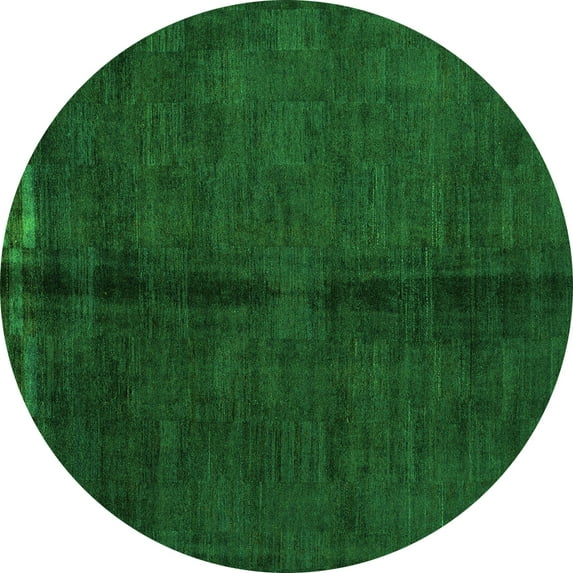 Ahgly Company Indoor Round Abstract Green Modern Area Rugs, 7' Round