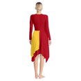 thumbnail image 2 of Aiihoo Women Praise Tunic Overlay Long Sleeve Metallic Patchwork Lyrical Dance Dress Yellow&Red M, 2 of 7
