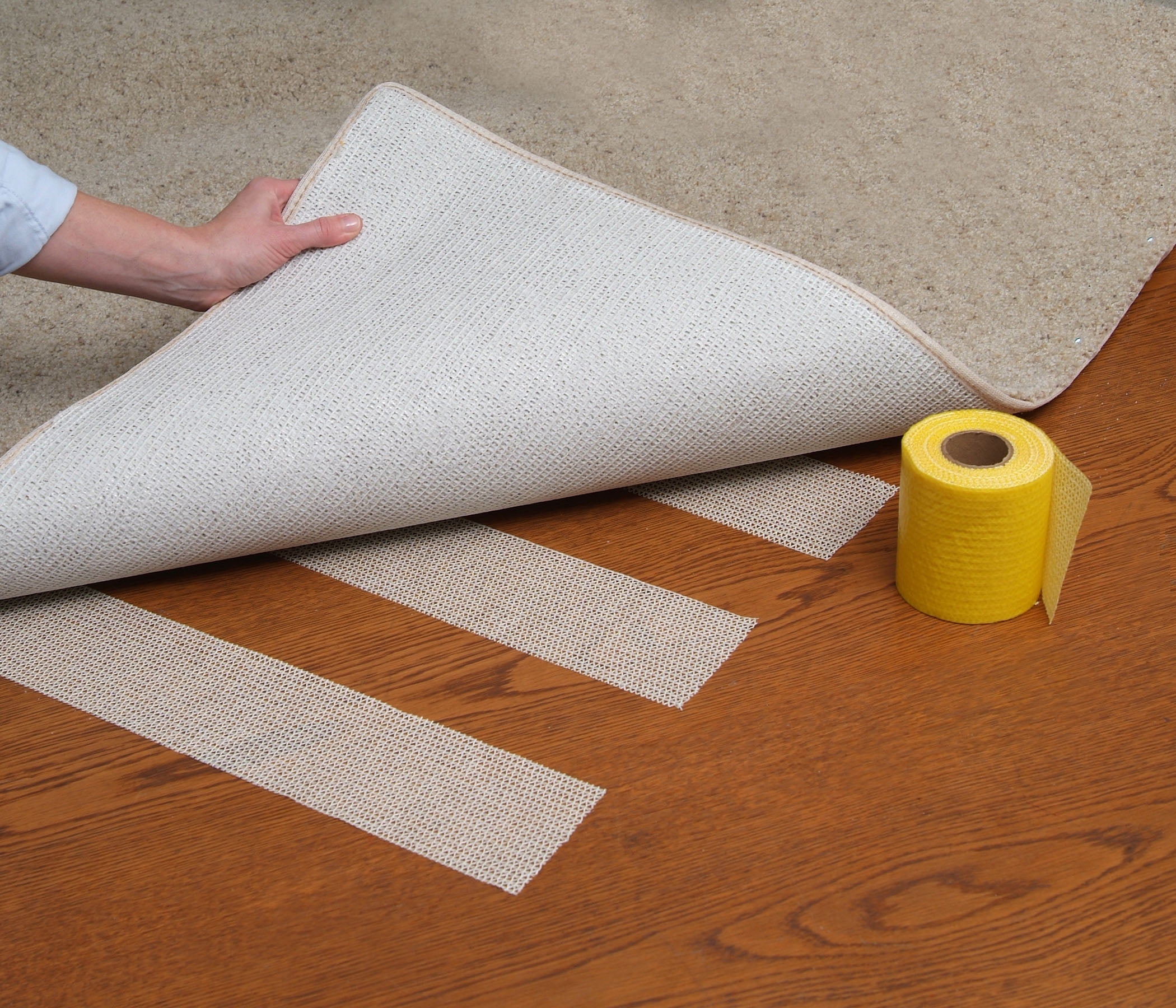 Rug Grip Rug Gripper Tape for Area Rugs and Runners, Non-Slip Carpet Tape  Works on Carpet, Tile and Hardwood Floors, 6in.x25ft.