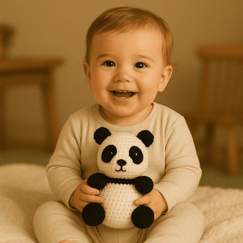 Panda Bear Crochet Toy , 100% Handmade Woolen First baby Gift Toy, Unique Amigurumi Gift