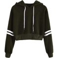 thumbnail image 1 of HSHDLDF Sweat à Capuche Court à Manches Longues Zippé Rayé pour Femmes Veste Décontractée à Cordon de Serrage, 1 of 5