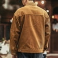 thumbnail image 4 of hotojiny Men's Cotton Button down Shirts Vintage Long Sleeve Casual Shacket Jacket Fall Outerwear with Flap Pockets, 4 of 5