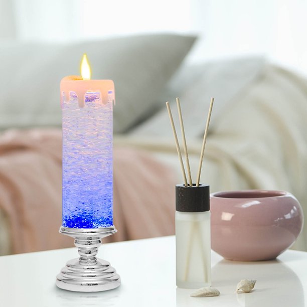 Vela Led Navideña, Llama de Cristal Colorido, Sin Cera, Fácil de Usar, Luz Cálida para Decoración Del Hogar, Perfecta para Fiestas Navideñas, Funciona con Pilas, Tamaño 26 X 8 Cm