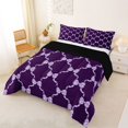 thumbnail image 2 of Manfei Lavender Satin Bow Dark Purple Full Size Comforter Sets, Shiny Ribbon Bedding Sets for Girls Women, Black Reversible, 3pcs, 2 of 6