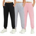thumbnail image 3 of UACY Girls Sweatpants 3 Pack Fleece Athletic Joggers, Teen Sweat Pants with Zipper Pockets and Drawstring (Pink, 7-8 Years), 3 of 9