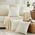 thumbnail image 5 of Fancy Homi Set of 2 Cream White Boho Cute Decorative Throw Pillow Covers 20x20 Inch with Diagonally Pattern for Couch Bed Sofa, Soft Corduroy Accent Modern Farmhouse Organic Home Decor 50x50 cm, 5 of 7