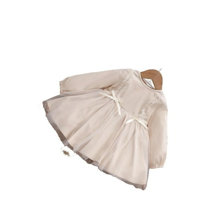 

Cute Plain Round Neck Smock Long Sleeve Apricot Baby Dresses (Baby s)