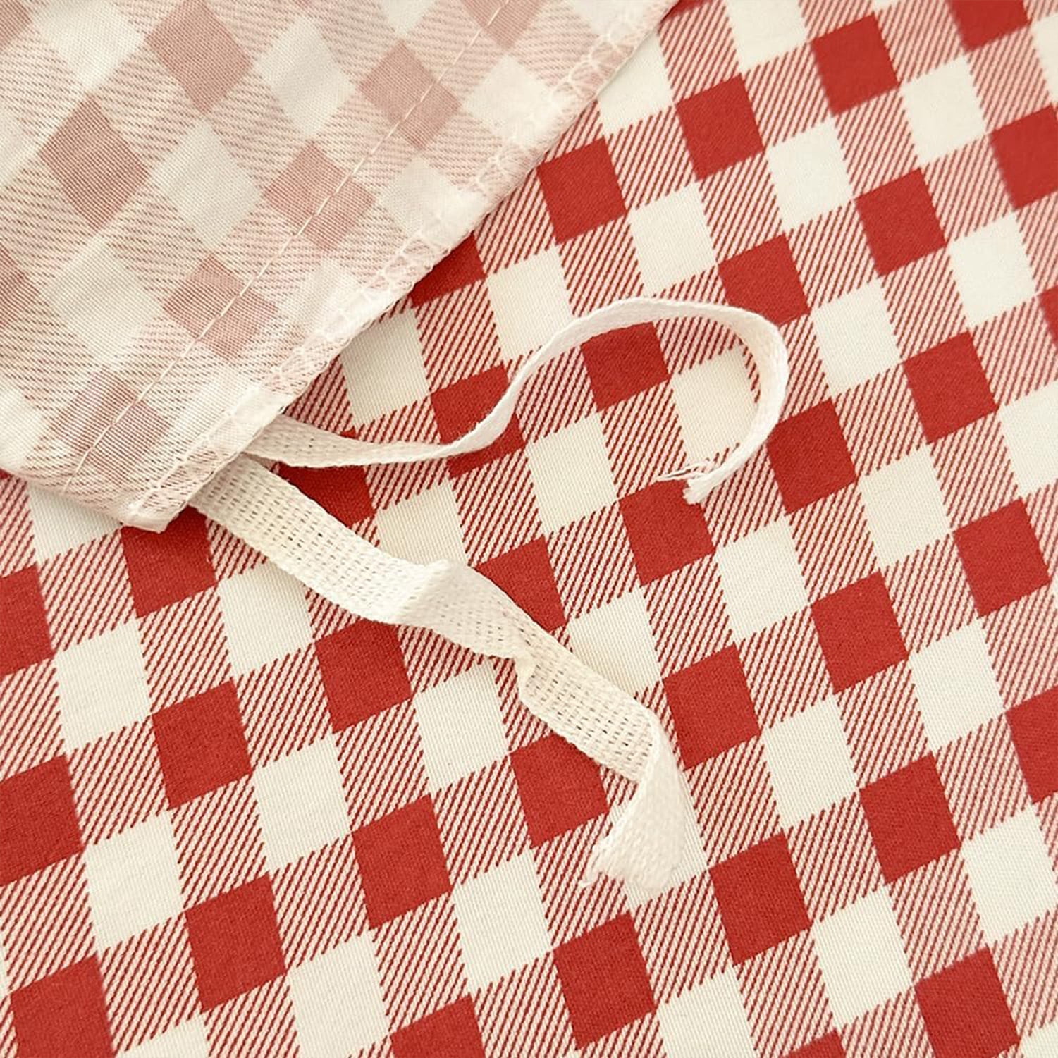Red Gingham Twin Duvet Cover Set, Red Plaid Comforter Cover Set, 2 Pieces Checked Bedding Set (Red Gingham, Twin)
