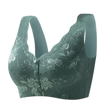 Audhol Seamless Bra Women s Seamless Nursing Bra for Pregnant Women Front Buckle Lace No Ring Bra Cup Convenient for Breastfeeding During Pregnancy Front Closure Bras for Women Green 4XL