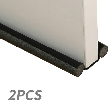 

Apehuyuan Door Draft Stopper Draught Excluder Under Window Gap Sweep Weather Stripping Seal Strip 36.6 Double Leather Foam Stopper Noise Washable(Black)