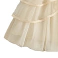 thumbnail image 5 of Vestido de manga larga con cuello redondo para niña, moderno, de color liso, con mangas voladoras, lazo de malla y cinturón., 5 of 5