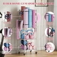thumbnail image 5 of Flycity 4 Tier Yoga Mat Storage Rack, Home Gym Organizer Holder, Gym Equipment Storage Cart with Wheels and Hooks for Home Exercise and Fitness Gear, White, 5 of 7
