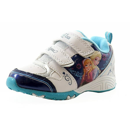 Disney Frozen Toddler Girls White/Blue Fashion Light Up Sneakers Shoes