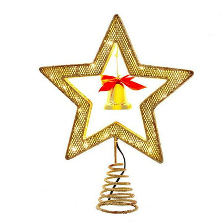 UPC 086131605024 product image for Kurt S. Adler AD2402 12 in. 45 Light Star Tree Topper with Bell  Gold | upcitemdb.com