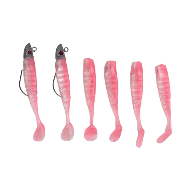 2 cajas de señuelo de pesca suave Swimbait simulación de silicona suave cebo de pesca artificial para agua salada agua dulce rosa