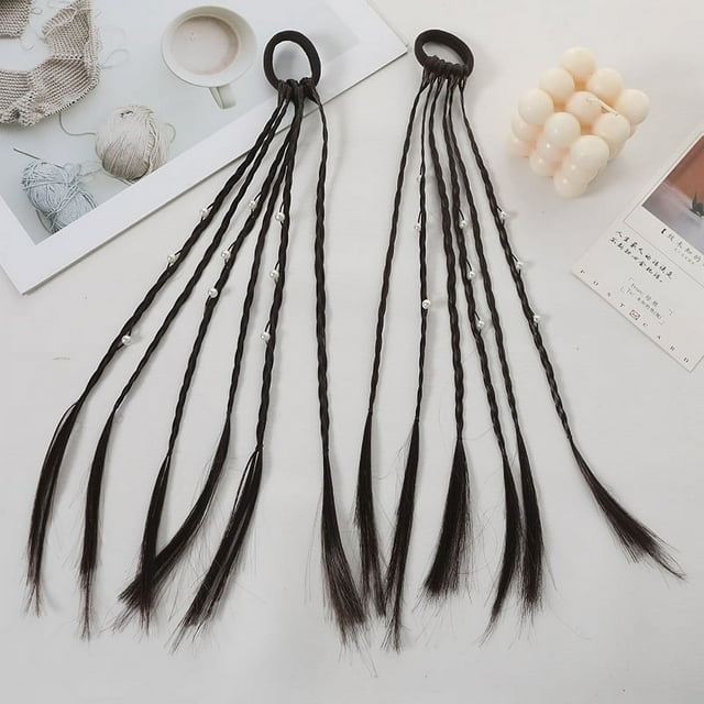 Nvzi extensiones de cabello trenzado con bandas de goma, cola de caballo trenzada larga para accesorios para el cabello para fiesta de cumpleaños y graduación, B19