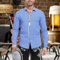 thumbnail image 2 of Shirts for Men Long Sleeve Plaid Embroidery Oktoberfest Tops Comfortable Loose Fit Button Down Collared Mens Dress Shirt, 2 of 9