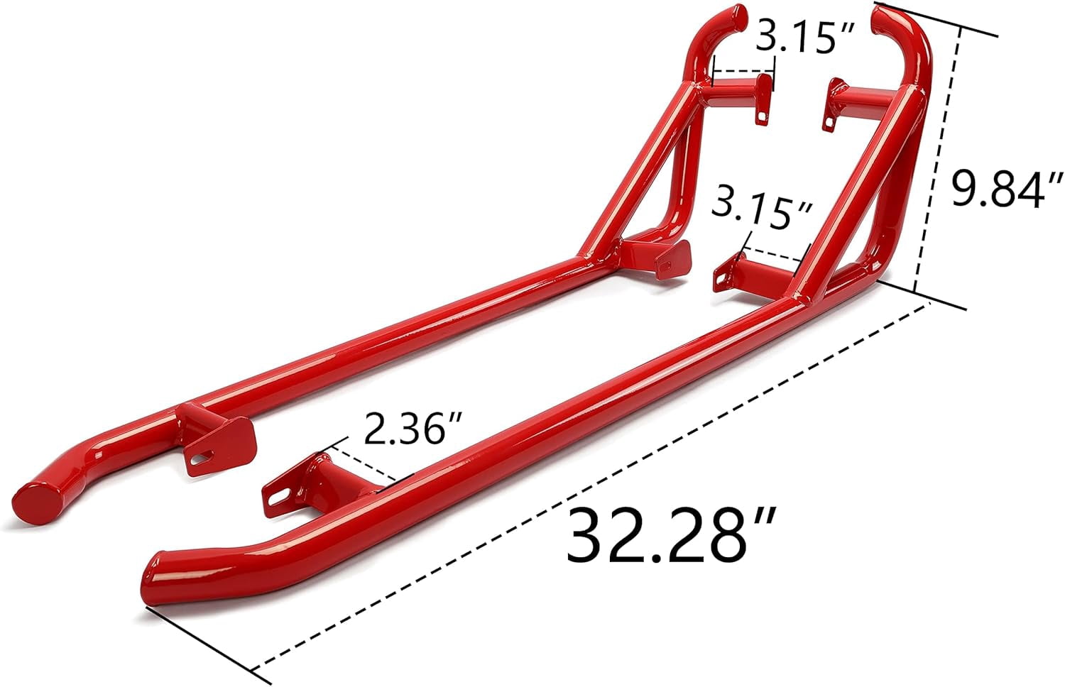 Kojem LYPS-007-2 Red Steel Side Nerf Bars for UTV Polaris RZR XP 1000, 900 2014 to 2022,2 Door