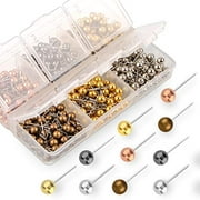 Yalis Push Pins Map Tacks 1/8-Inch Retro Metallic Color Beads Head Marking Pins, 6 Colors, 360-count