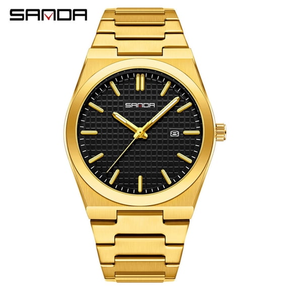 Explojoy Luxury Men’s Quartz Watch – Waterproof Stainless Steel Business Wristwatch with Calendar & Luminous Dial