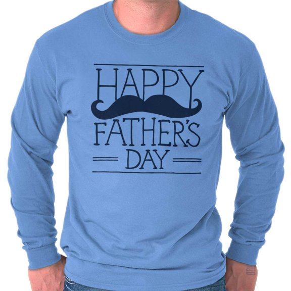 Happy Father's Day Dad Mustache Men's Long Sleeve Tee T Shirt Brisco Brands 3X