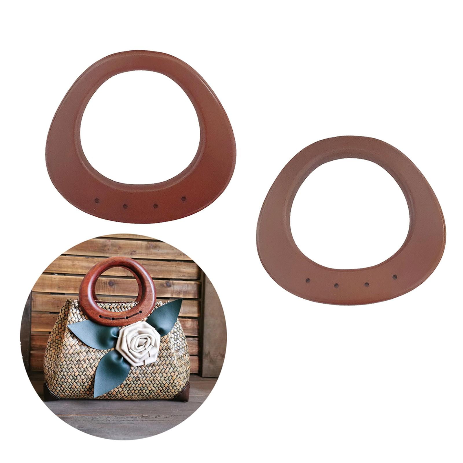 2PCS Wooden Handles Handmade Bag Handbags Purse Handles Wallet DIY