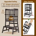 thumbnail image 3 of Kids Kitchen Step Stool Helper Baby and Toddler Multi-Function Step up Nursery Helper Stand with Safety Rail in Natural Bamboo, Strong and Lightweight (Black), 3 of 15