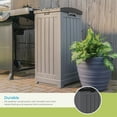 thumbnail image 4 of Suncast Trash Hideaway 39 Gallon Outdoor Trash Can Patio or Deck Waste Bin with Latching Lid, Liquid Tray, Handles, and Trash Bag Holder, Peppercorn, 4 of 9