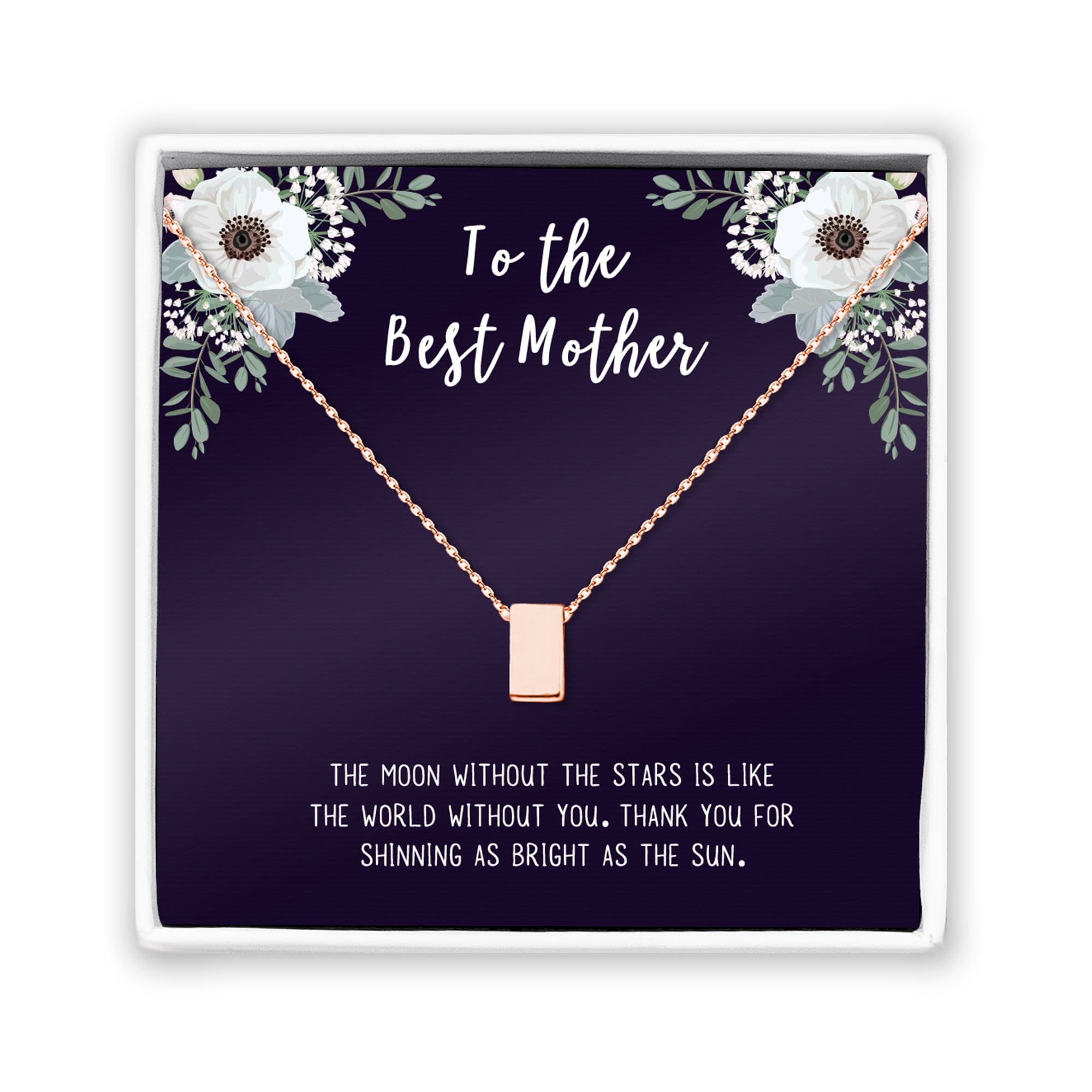 To The Best Mother Mother's Day Gift, Gift for Her, Gift for Her, Mother's Day Jewelry with Card, Card and Necklace Set for Mother's Day, Gift for Mom [Rose Gold Cube, No-Personalized Card]