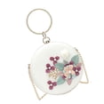 thumbnail image 4 of Sac Pochette de Soirée Floral, Pochette Brodée de Fleurs Perlées, Sac à Main Rond, Sac Bandoulière (Blanc), 4 of 5