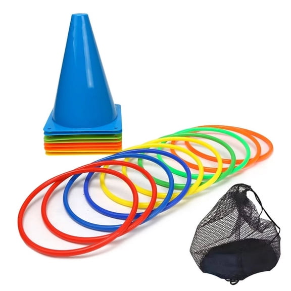 Party Games Ring Toss Game Carnival Combo Set Soft Plastic Cones Ring Toss Games